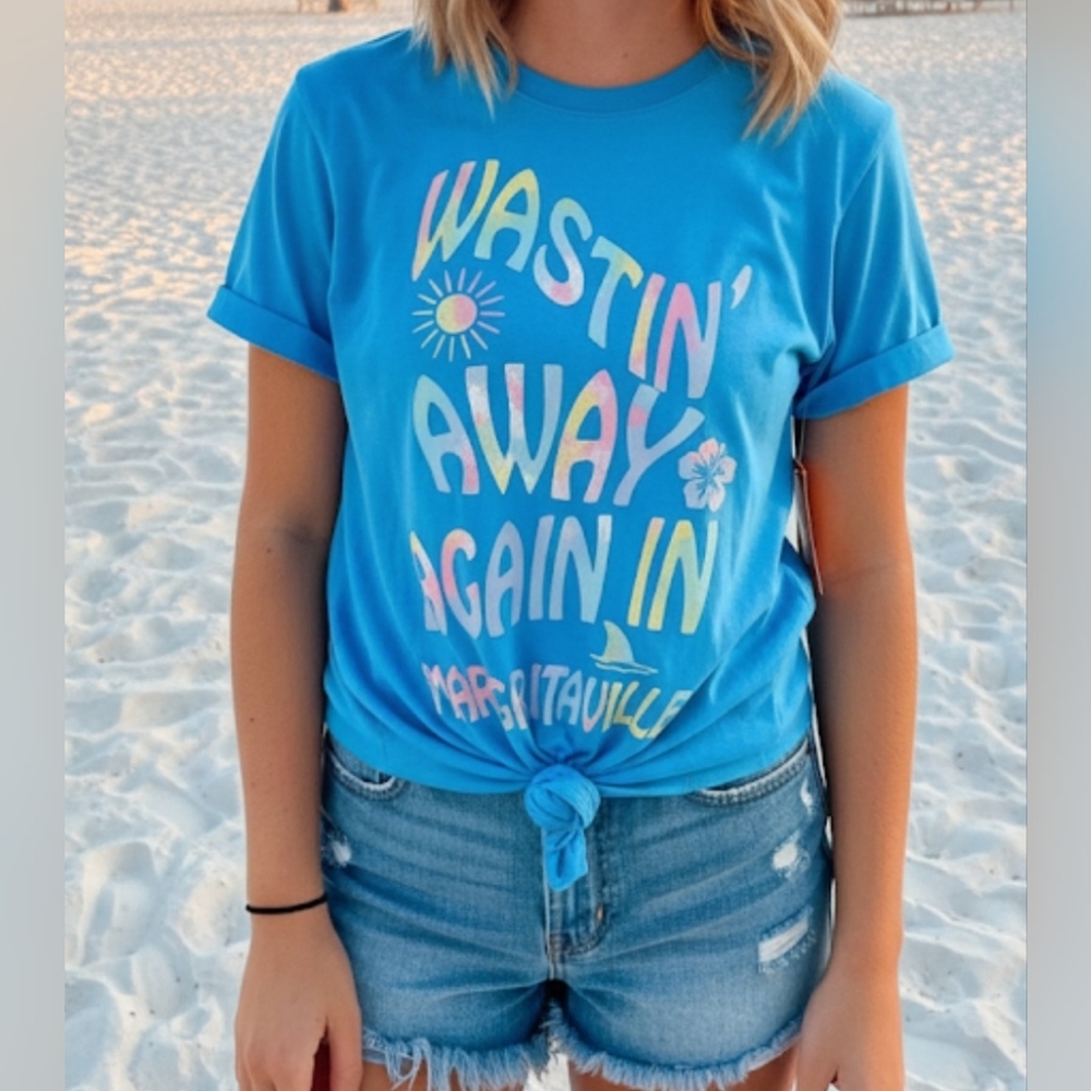 Margaritaville T Shirt Women Size S And M Color Blue T-Shirt‎ Wastin Away...